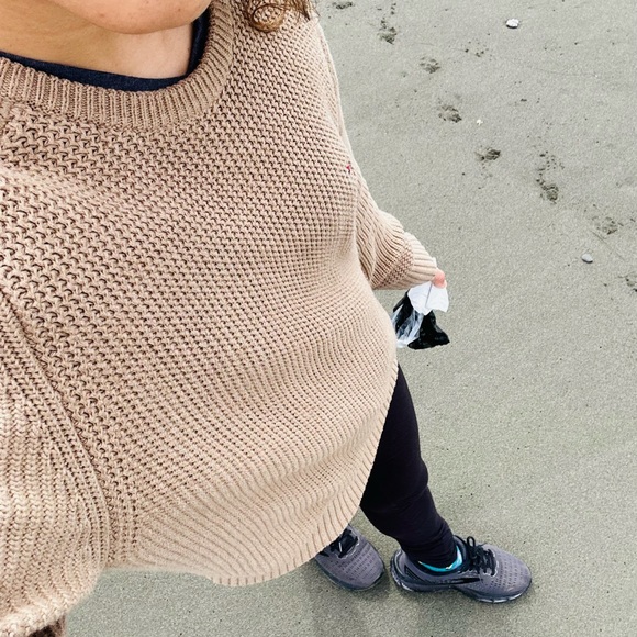 Tommy Hilfiger Beige Camel Knit Jumper Crew Neck Oversized Sweater - Picture 3 of 10